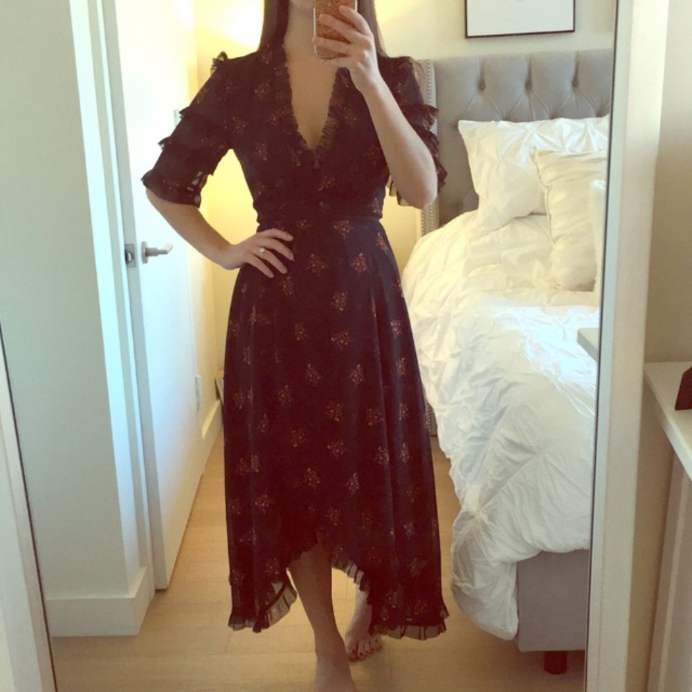 Zara floral wrap dress